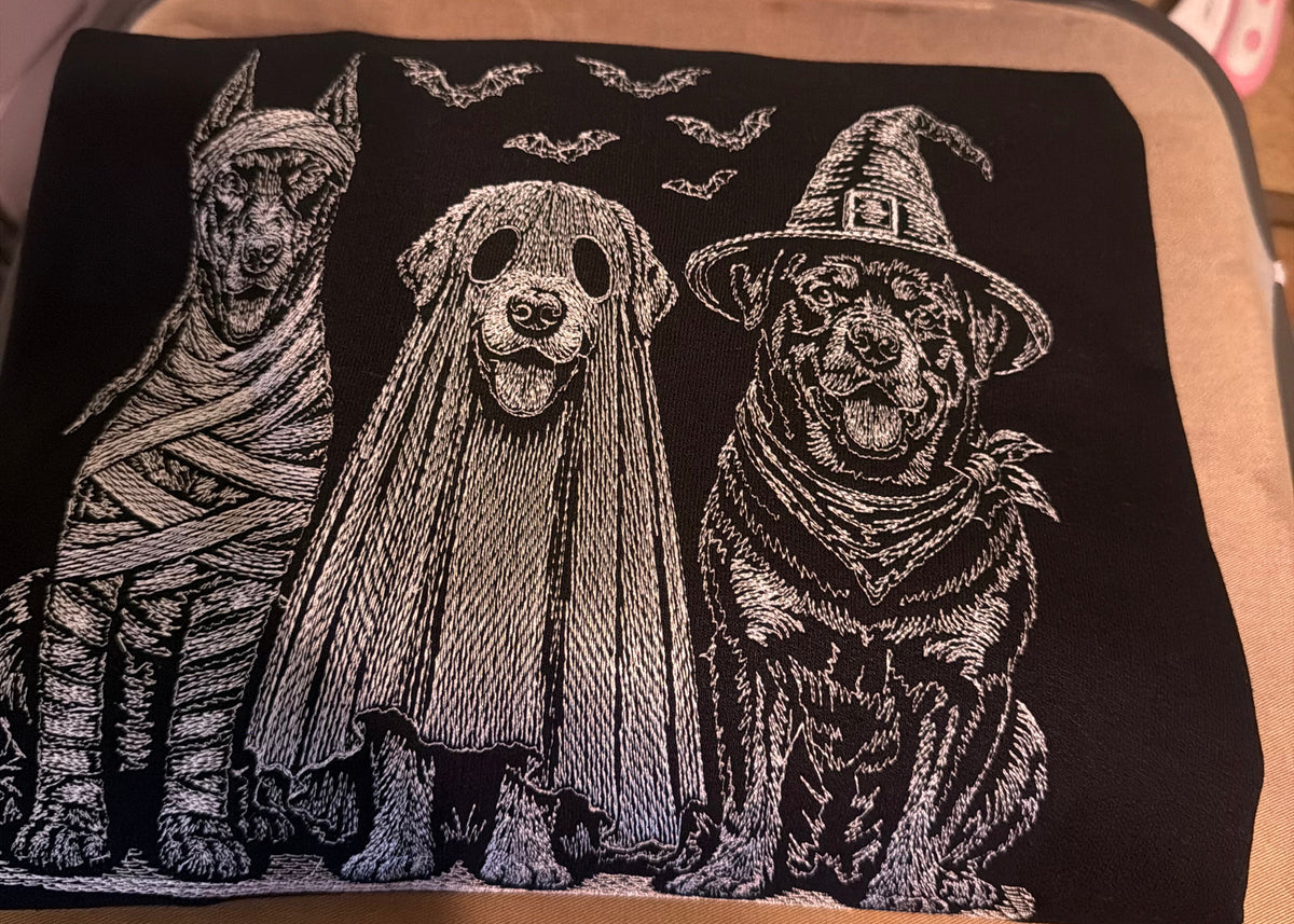 🐾 Spooky Pups Embroidered T-Shirt or Crewneck 🎃