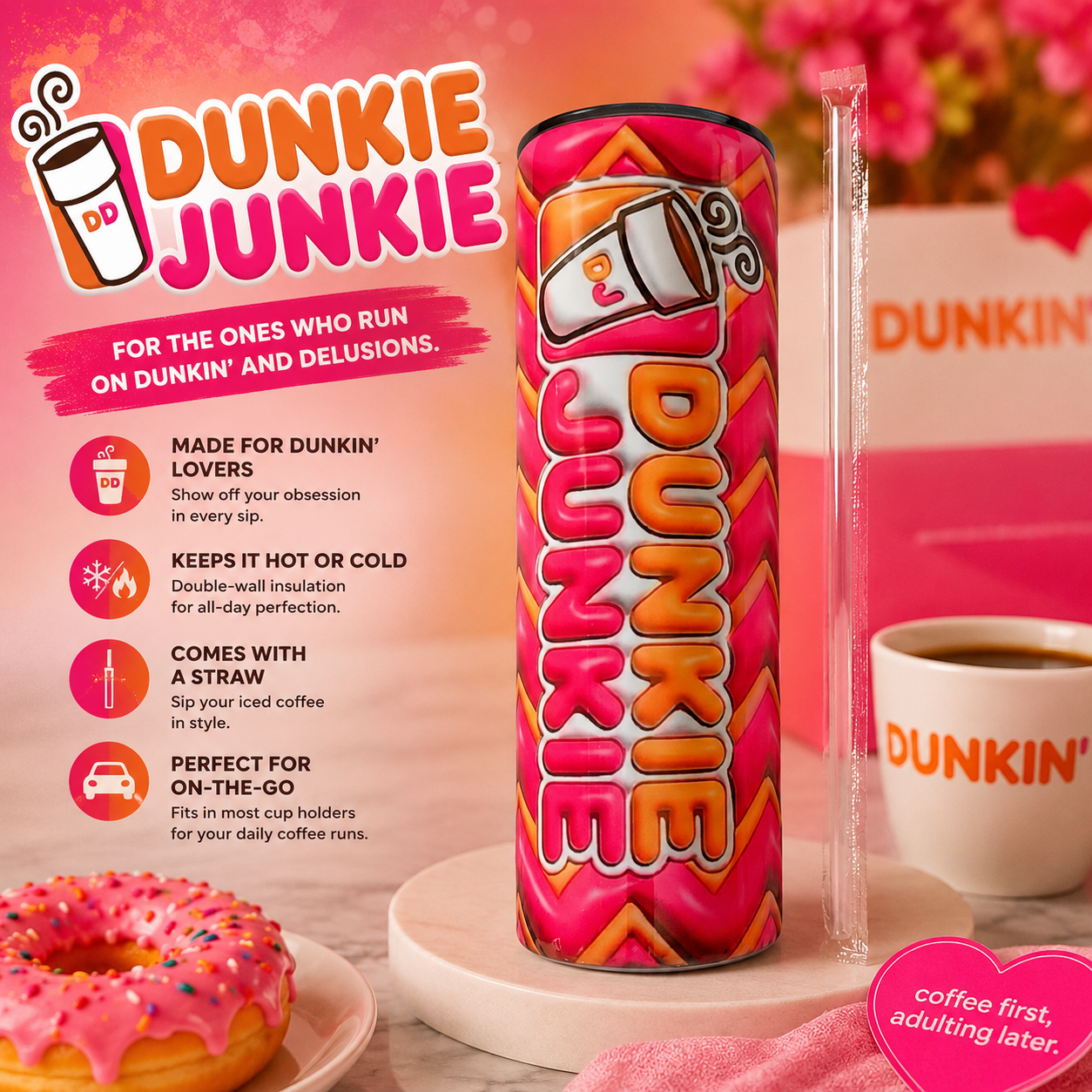 Dunkie Junkie 20 Oz Tumbler