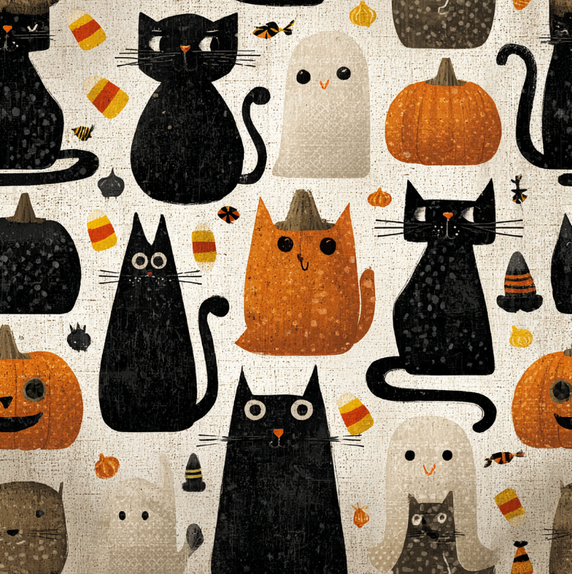 Vintage Halloween Cats Composition Notebook