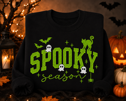 Spooky Season Embroidered  Crewneck With Glitter