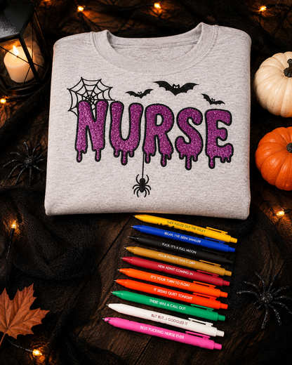 Spooky Nurse Glitter Crewneck 🎃🩺