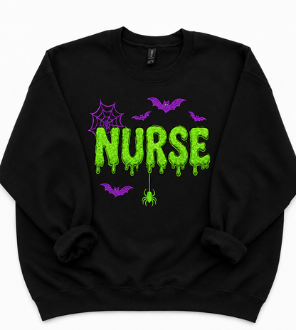 Spooky Nurse Glitter Crewneck 🎃🩺