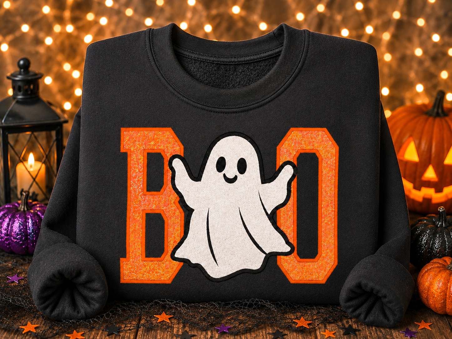👻 Glitter BOO Ghost Halloween Crewneck