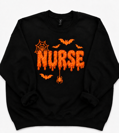 Spooky Nurse Glitter Crewneck 🎃🩺