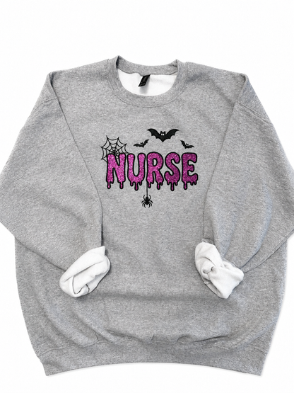 Spooky Nurse Glitter Crewneck 🎃🩺