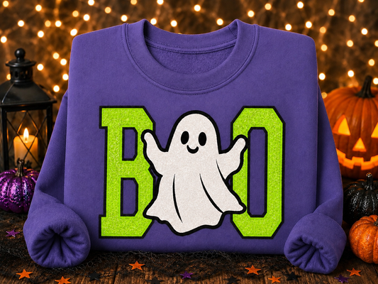 👻 Glitter BOO Ghost Halloween Crewneck