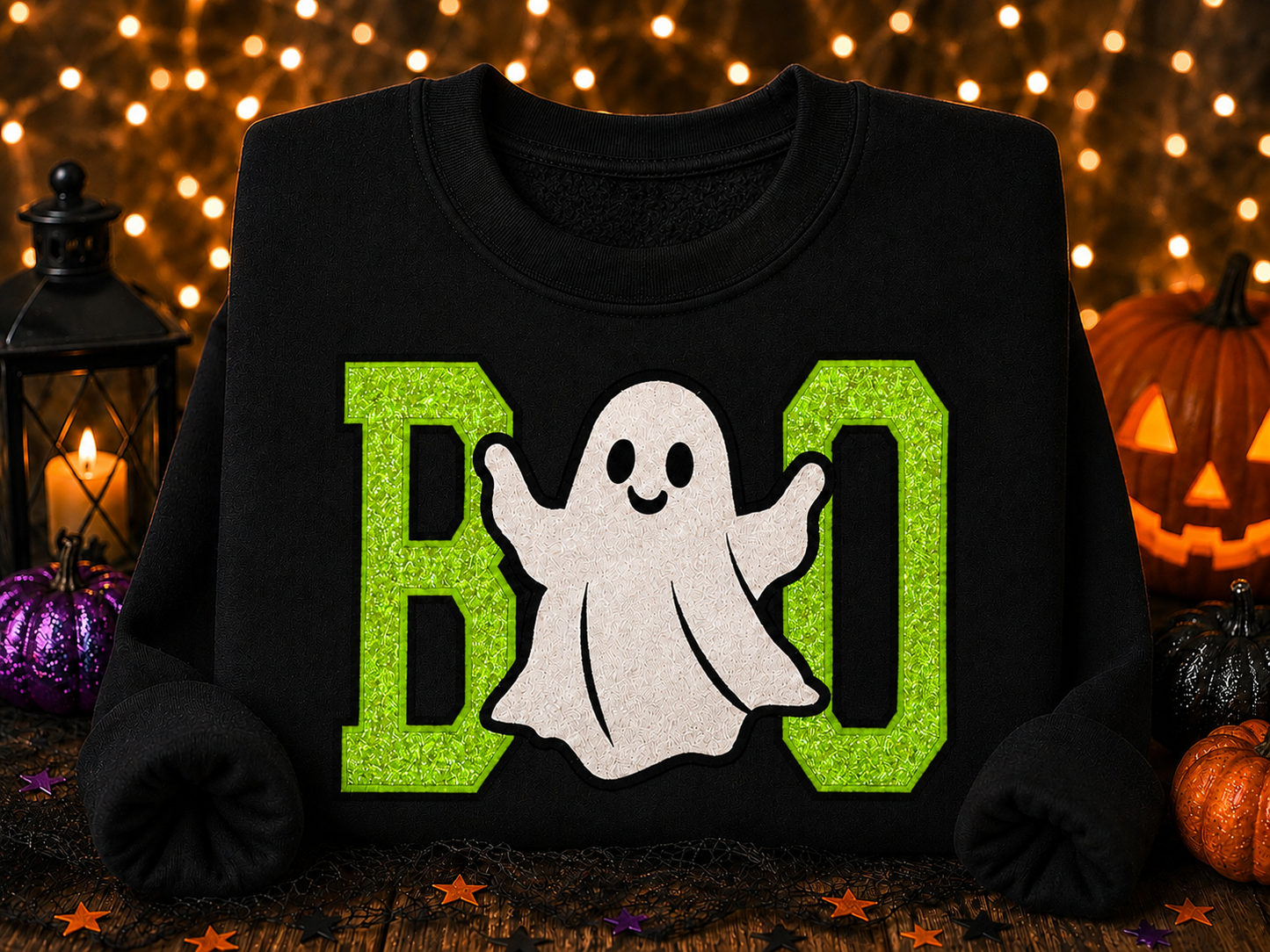 👻 Glitter BOO Ghost Halloween Crewneck