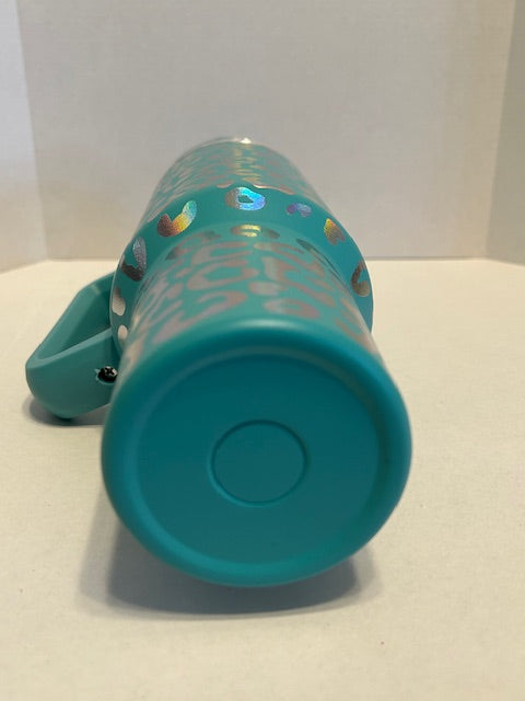 Teal & Silver Leopard-Pattern 40 oz Tumbler (It's Shiny & Free Shipping!)