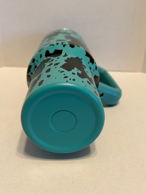 Teal & Black Cow-Pattern 40 oz Tumbler (Free Shipping!)